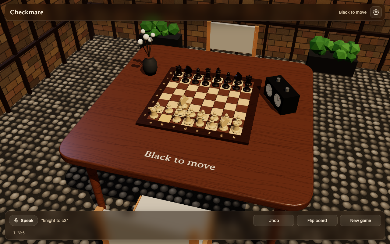 Checkmate voice control listening for moves and executing knight to f3