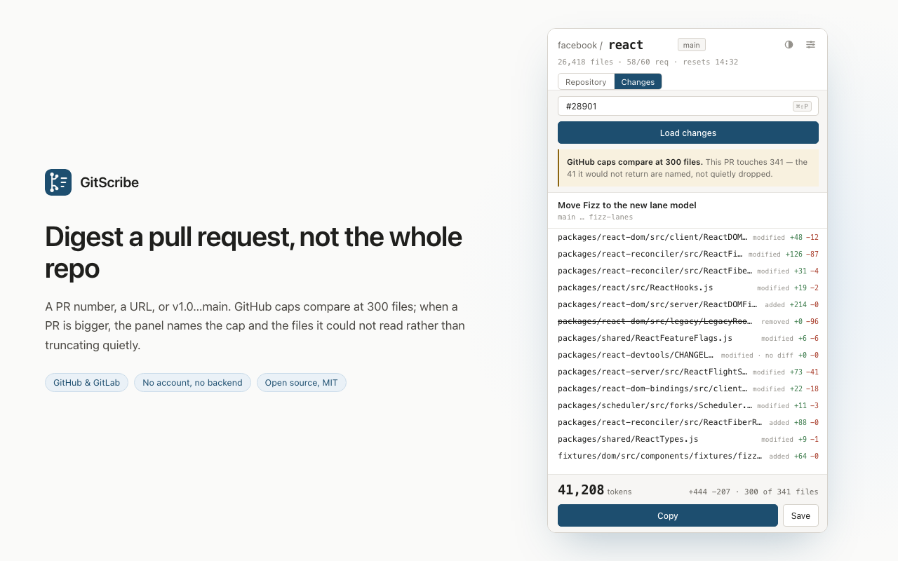 GitScribe generated README showing files read, estimated cost, and citation verification