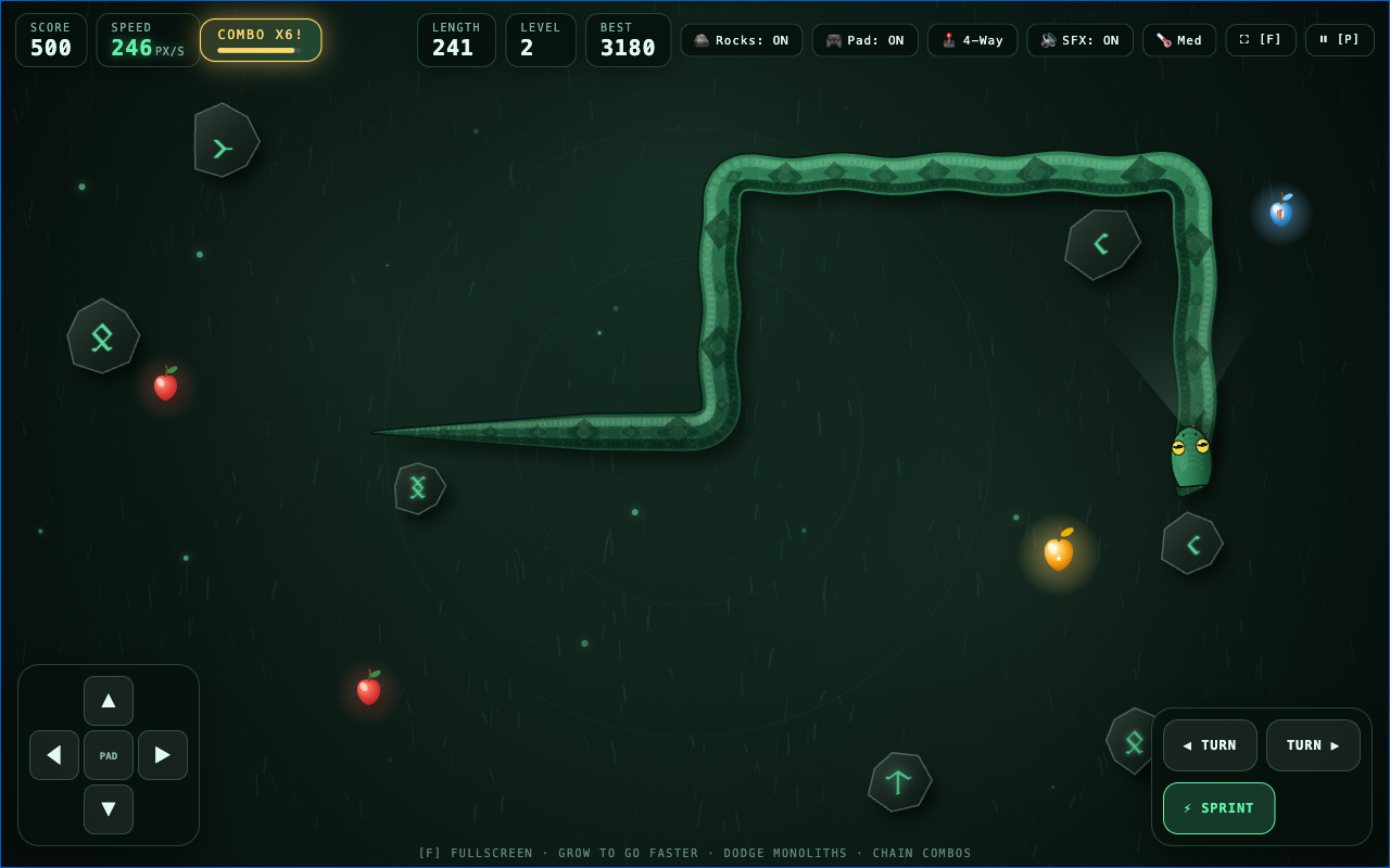 Sir Hiss-a-Lot combo meter and multiplier tracking rapid food pickups